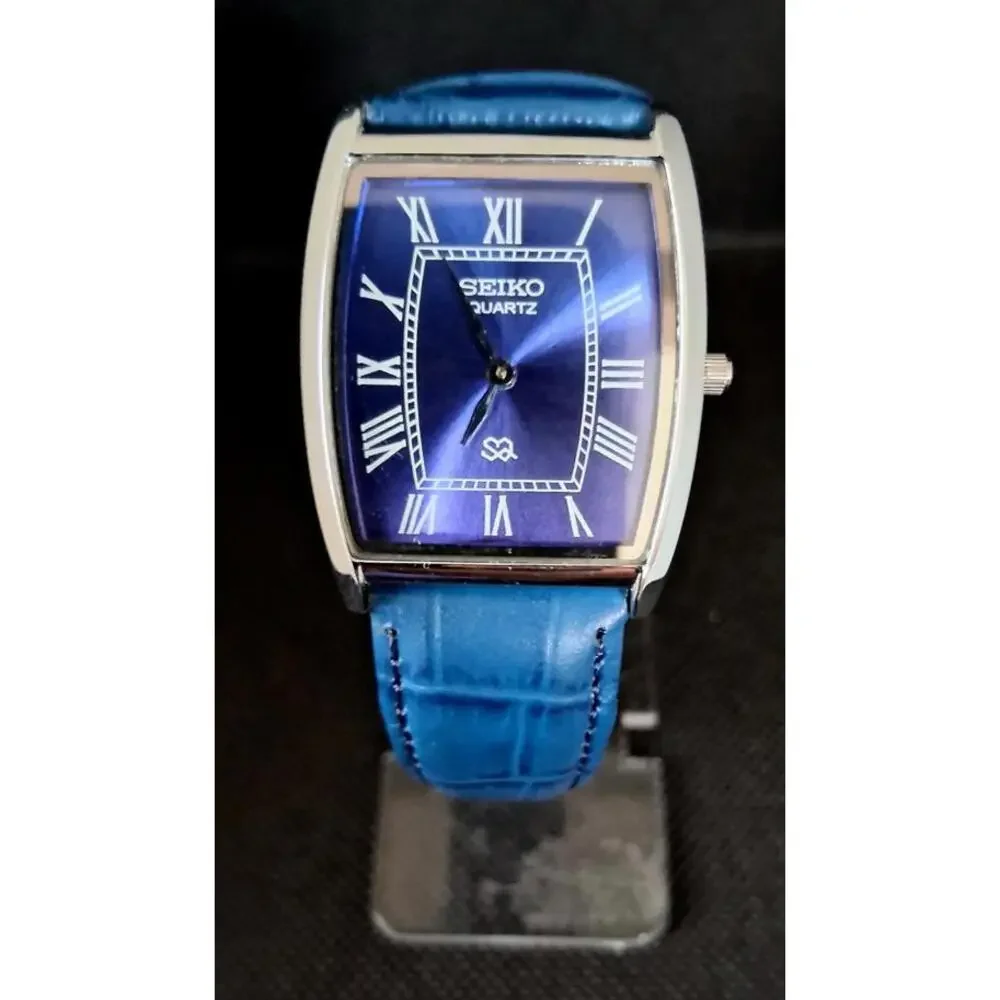 Vintage Men's Seiko Barrel/Tonneau Leather Tank Watch RARE